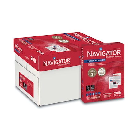 Navigator Premium Multipurpose Copy Paper, 97 Bright, 20 lb Bond Weight, 8.5 x 11, White, PK5000 NMP1120